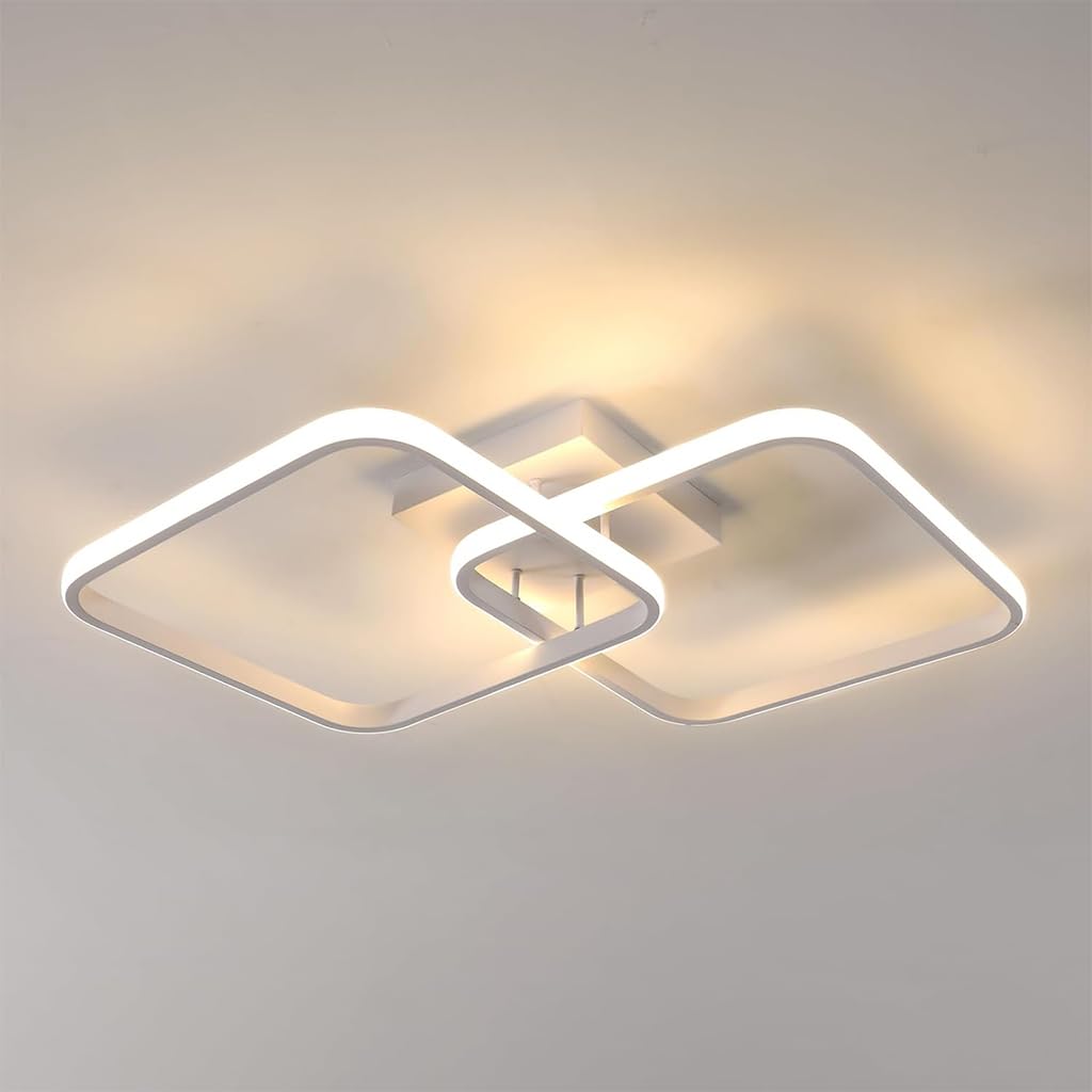 ELEPHANTBOAT® 50W Ceiling Light Modern LED Acrylic Square Ceiling Lamp, Large 3000K Warm White Light Lighting Fixtures for Living Room Bedroom Kitchen Study Office, 59CM ELEPHANTBOAT® 50W Ceiling Light Modern LED Acrylic Square Ceiling Lamp, Large 3000K Warm White Light Lighting Fixtures for Living Room Bedroom Kitchen Study Office, 59CM